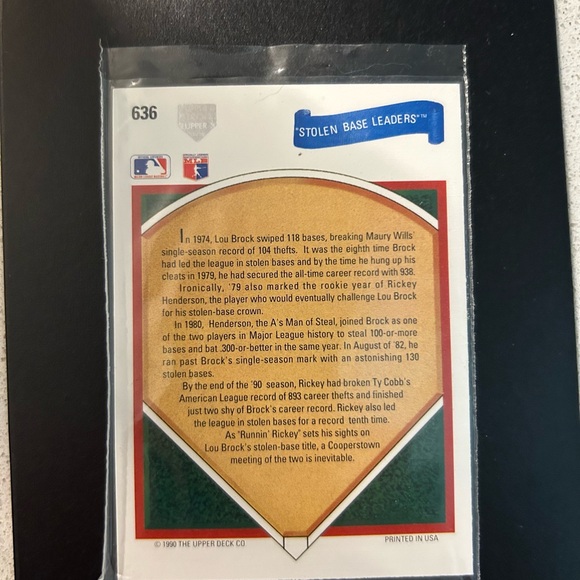 ⚾️RickeyHenderson StolenBaseLeaders “939” (‘91 Upper Deck) - Picture 2 of 2